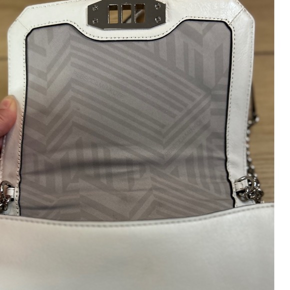 Rebecca Minkoff Love Crossbody Bag White Chevron Leather Silver Hardware - Picture 8 of 10